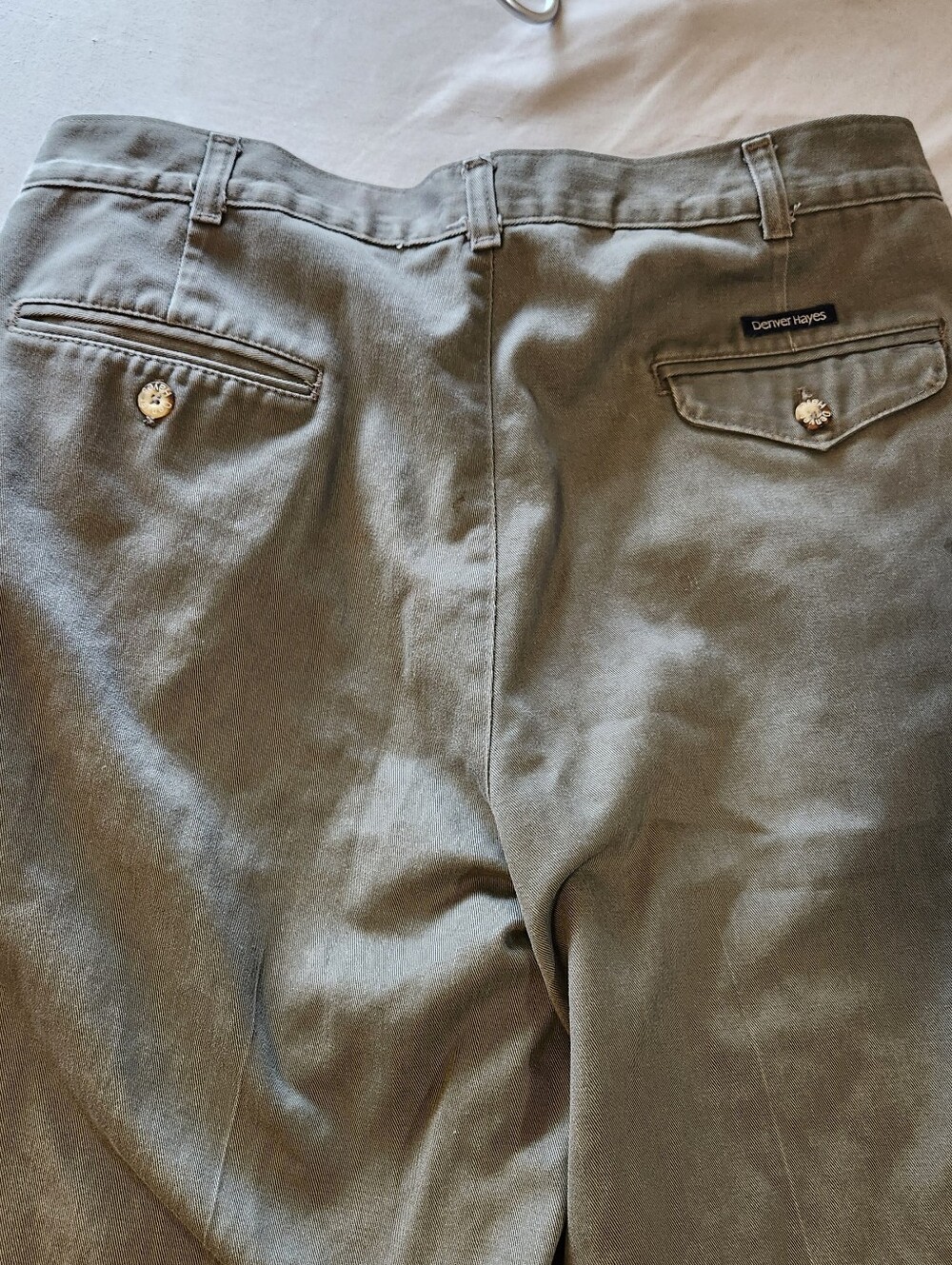 Denver Haynes VTG Olive Green Pleated Casual Pants Made In Canada Workwear - Picture 7 of 12